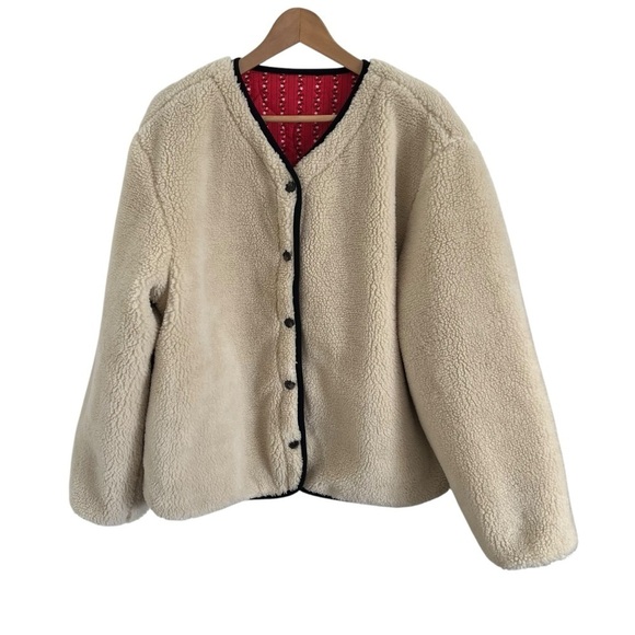 BRIXTON Reversible Faux Shearling Quilted Jacket in Mars Red Prairie Floral - Picture 6 of 16